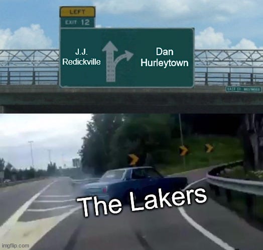 Well, *that's* a swerve from the Lakers